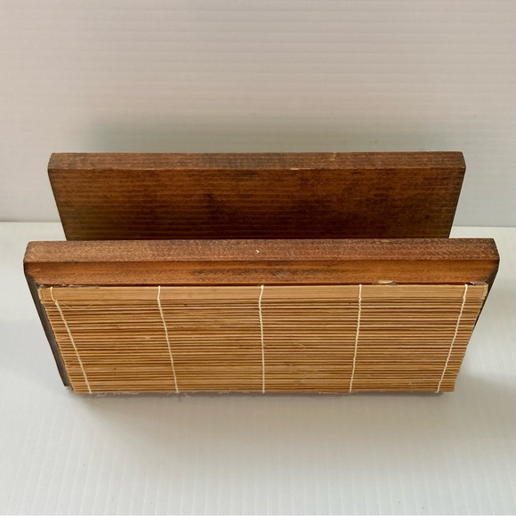 Napkin Letter Mail Holder Boho Beachy Wooden Storage 7.5" W x 3.75" T x 3.5" D - Picture 5 of 9